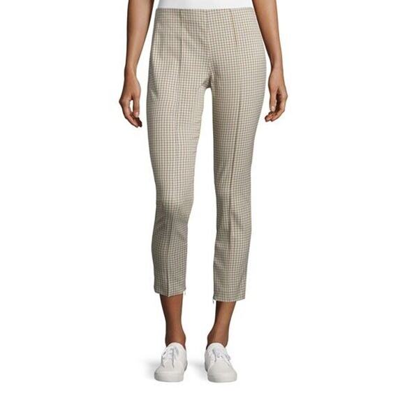 THEORY Alettah Ainsley Check Cropped Pants Ankle Zip in Multicolor - Picture 2 of 16